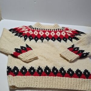 Vintage 1980's Hand Knit 100% Wool Greek Traditional Fisherman Sweater Unisex